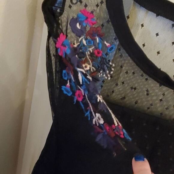 Lane Bryant‎ SHEER lace embroidered yoke bell sleeve shirt plus size 18 20 2X - Picture 6 of 13